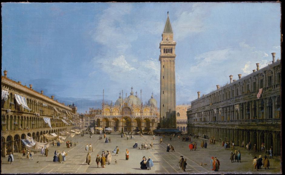 Canaletto, Piazza San Marco (1720), oil on canvas, 68.6 x 112.4 cm, Metropolitan Museum of Art, New York, NY. Wikimedia Commons.