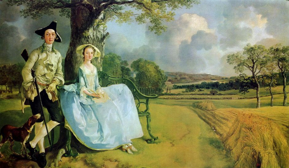 Thomas Gainsborough, Mr and Mrs Andrews (1749), oil on canvas, 69.8 x 119.4 cm, The National Gallery, London. WikiArt.