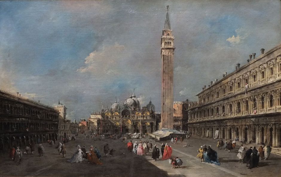 Francesco Guardi (1712-1793), The Piazza San Marco, Venice (c 1775), oil on canvas, 55.2 x 85.4 cm, Scottish National Gallery, Edinburgh. By Ad Meskens, via Wikimedia Commons.