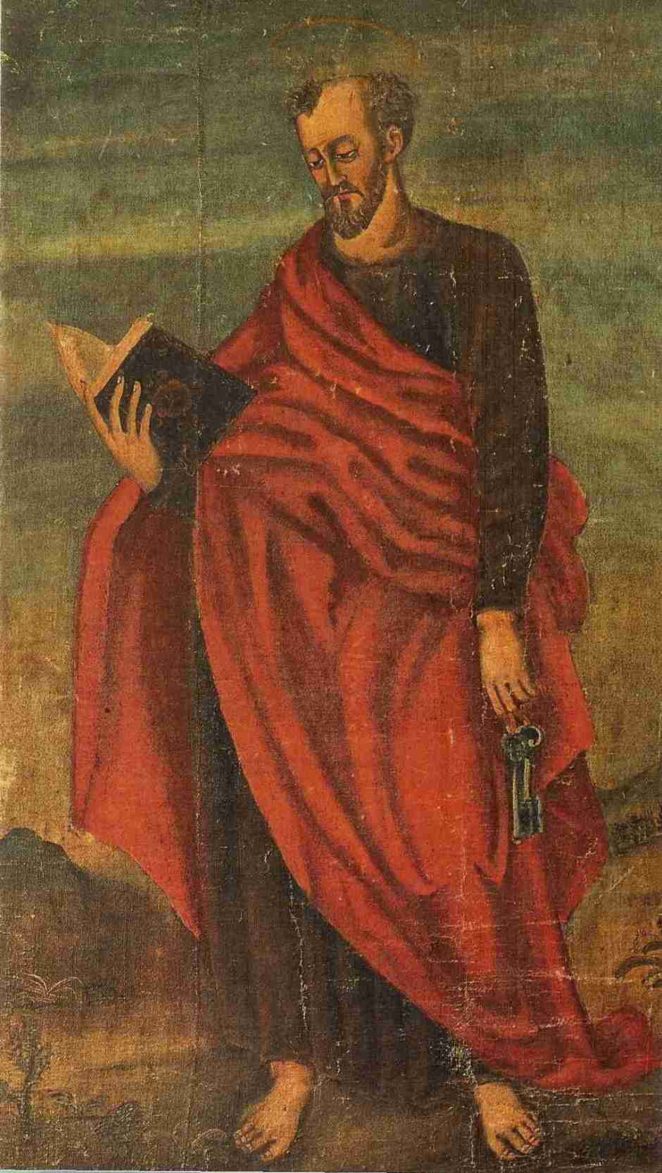 Anonymous, Saint Peter (Momoyama, c 1600), oil on cloth, 119 x 69 cm, location not known. Wikimedia Commons.