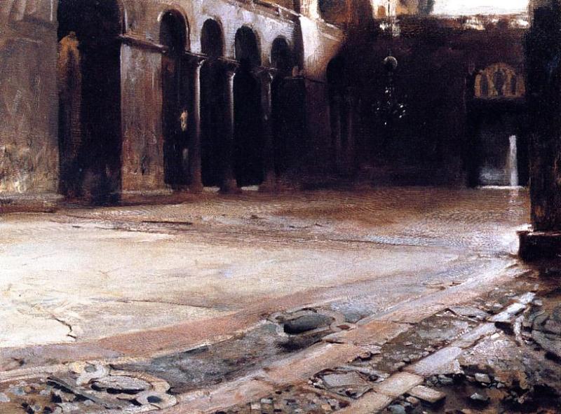 John Singer Sargent, The Pavement of Saint Mark's (1898), oil on board, 53.34 x 72.39 cm, Private collection. WikiArt.