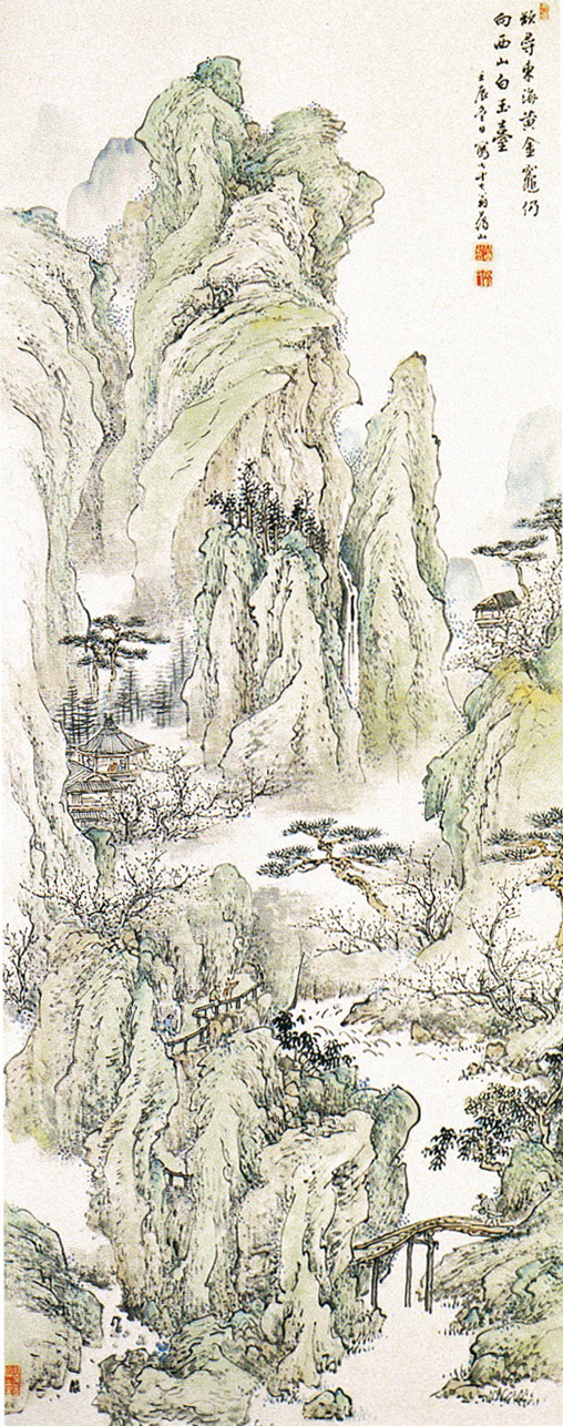 Taniguchi Aizan (谷口愛山), Landscape (Meiji, 1892), media not known, dimensions not known, location not known. By 谷口藹山 (図録「谷口藹山展」高岡市美術館 1996年), via Wikimedia Commons.