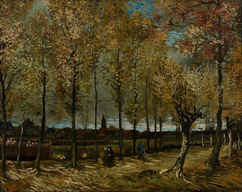 Vincent van Gogh, Poplars near Nuenen (1885), oil on canvas, 78 x 98 cm, Museum Boijmans Van Benningen, Rotterdam. Wikimedia Commons.