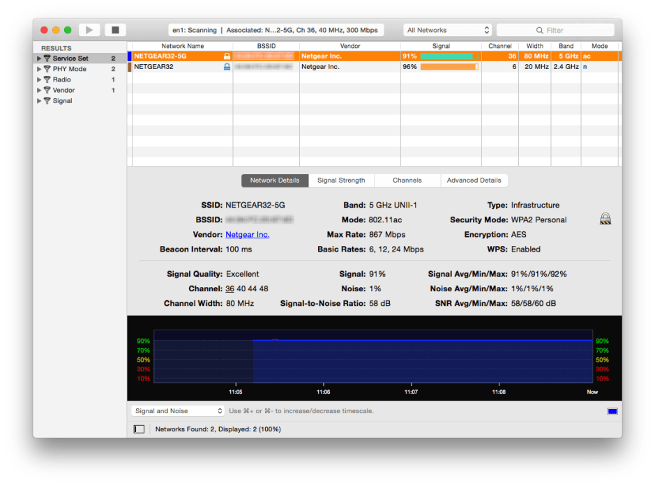 WiFi Explorer and many other apps can readily sniff details of local wireless networks.