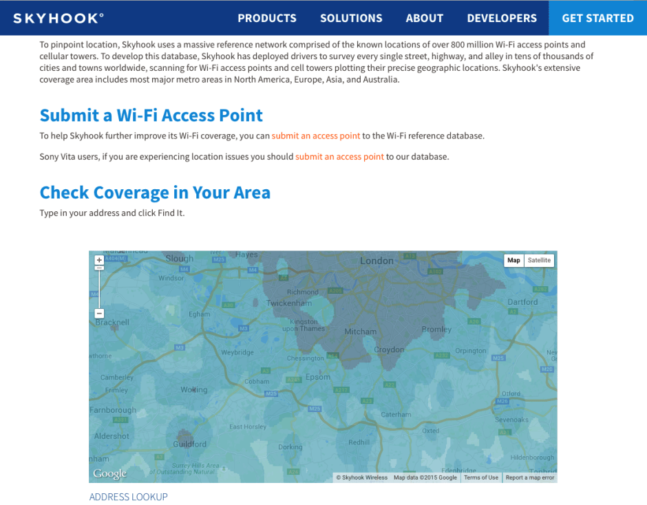 Skyhook and other services drive round looking for open WiFi access points.