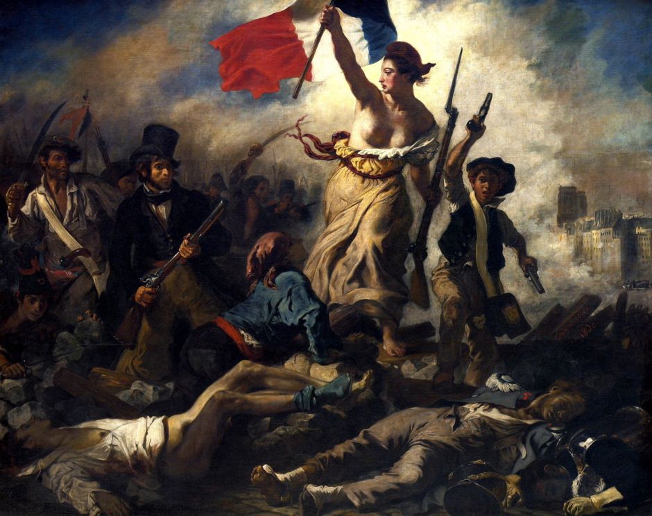 Eugène Delacroix (1798–1863), Liberty Leading the People (1830), oil on canvas, 260 x 325 cm, Musée du Louvre, Paris. Wikimedia Commons.