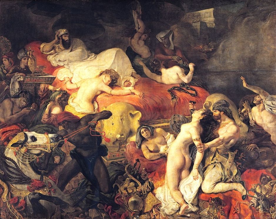 Eugène Delacroix (1798–1863), The Death of Sardanapalos (1827), oil on canvas, 392 x 496 cm, Musée du Louvre, Paris. Wikimedia Commons.