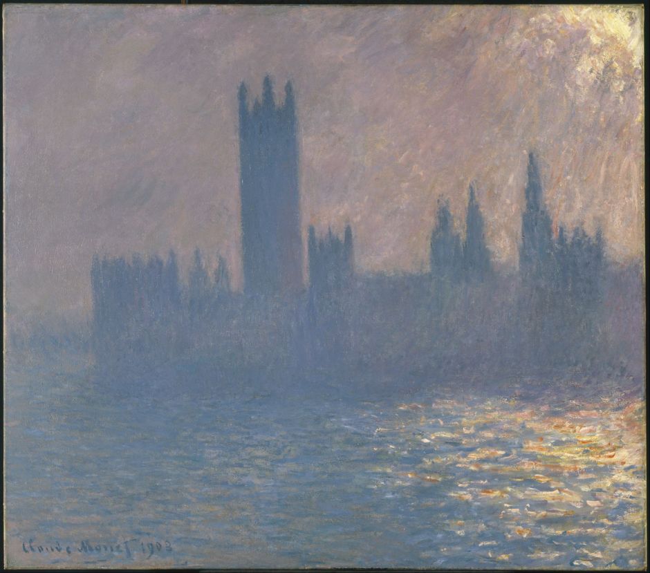 Claude Monet (1840–1926), The Houses of Parliament, Sunlight Effect (1903), oil on canvas, 81.3 × 92.1 cm, Brooklyn Museum, New York, NY. Wikimedia Commons.