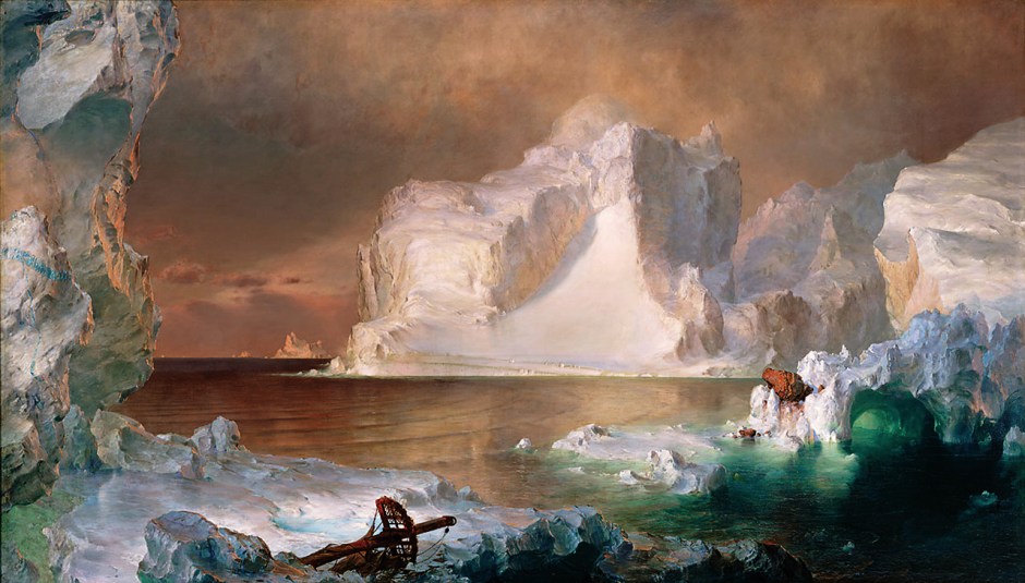 Frederic Edwin Church (1826-1900), The Icebergs (1861), oil on canvas, 163.8 x 285.8 cm, Dallas Museum of Art, Dallas, TX. Wikimedia Commons.