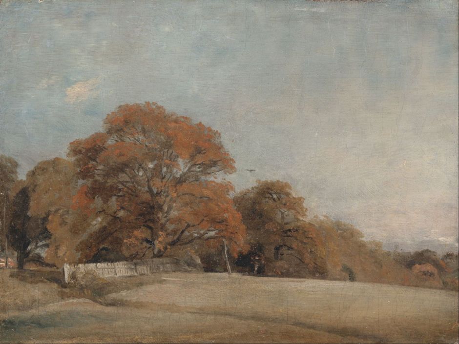 John Constable (1776–1837), An Autumnal Landscape at East Bergholt (1805-8), oil on canvas, 21.3 x 28.6 cm, Yale Center for British Art, New Haven, CT. Wikimedia Commons.
