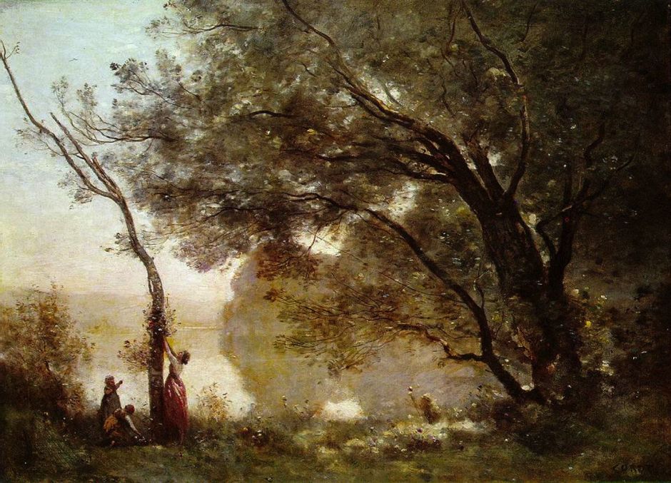 Jean-Baptiste-Camille Corot (1796–1875), Souvenir de Mortefontaine (1864), oil on canvas, 65 x 89 cm, Musée du Louvre, Paris. Wikimedia Commons.