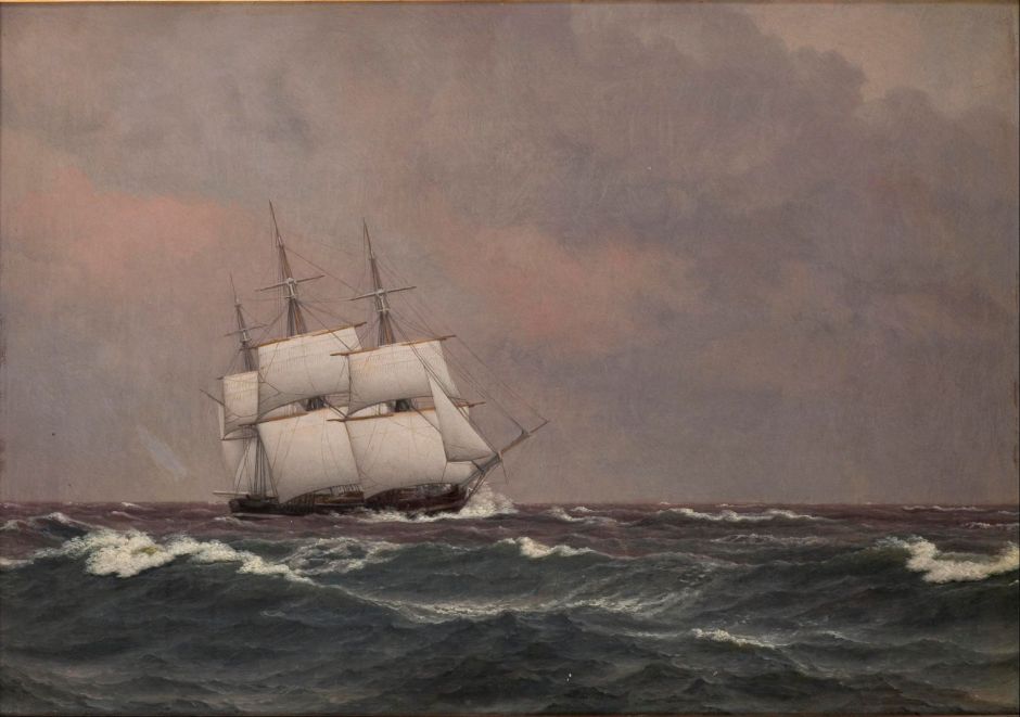 Christoffer Wilhelm Eckersberg (1783-1853), The Corvette Najaden in Rough Seas (1833), oil on canvas, 24.5 x 34.8 cm, The Hirschsprung Collection. Wikimedia Commons.