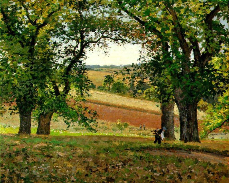 Camille Pissarro (1830-1903), Chestnut Trees at Osny (c 1873), oil on canvas, 65 x 81 cm, Private collection. Wikimedia Commons.