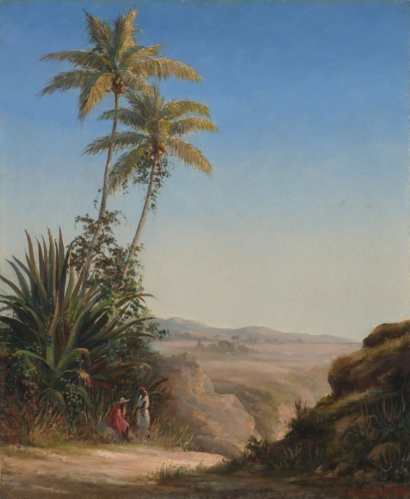 Camille Pissarro (1830-1903), Two Figures Chatting by a Roadside (1856), oil on canvas, 46.3 x 38.1 cm, Richmond Virginia Museum of Fine Arts, Richmond, VA. Wikimedia Commons.