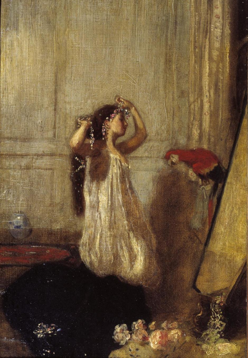 A Girl with a Parrot c.1893 by Henry Tonks 1862-1937