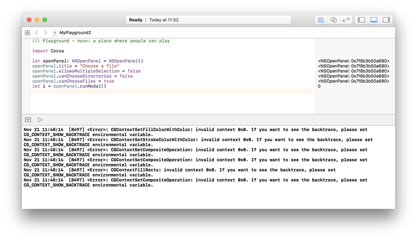 Xcode Swift playgrounds 1: freezing and failing – The Eclectic Light ...