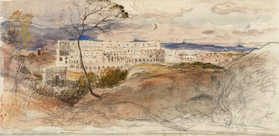 The Colosseum and the Arch of Constantine from the Palatine, Rome 1837-9 by Samuel Palmer 1805-1881