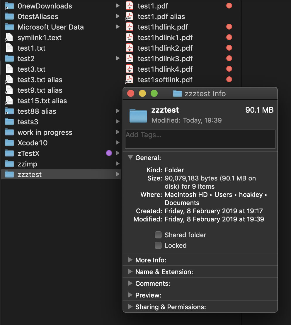 Finder can't total file sizes correctly: how hard links confuse