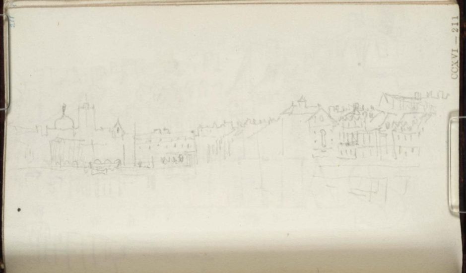 Houses Surrounding Harbour at Dieppe 1824 by Joseph Mallord William Turner 1775-1851