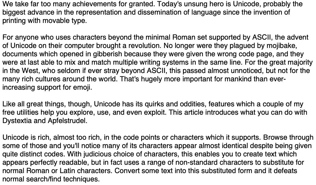 Fun and confuddling with Unicode – The Eclectic Light Company
