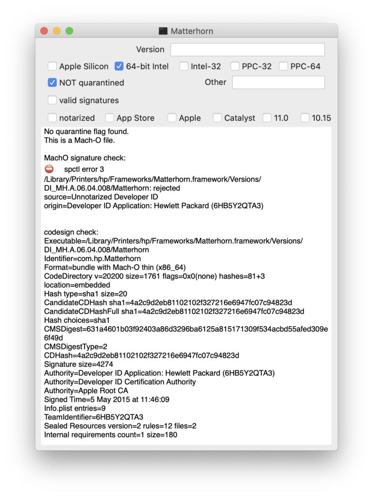 Codeb Signator Code signatures: 2 How to check them – The Eclectic Light Company