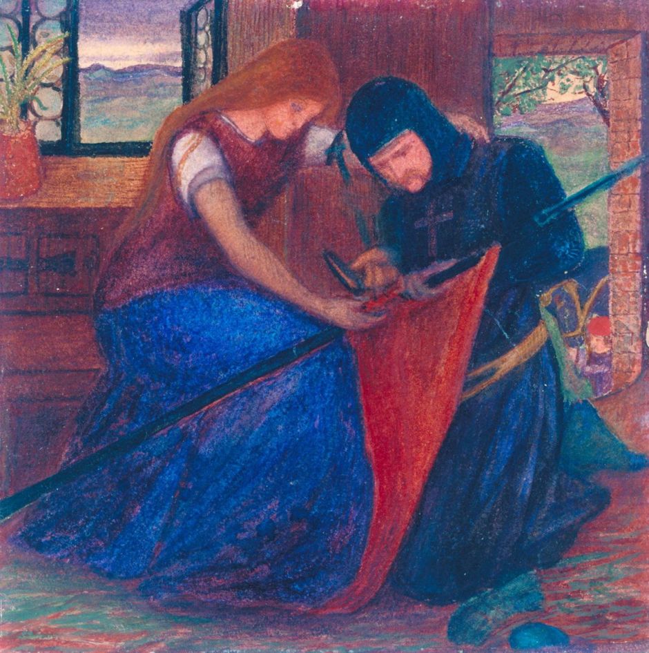 Lady Affixing Pennant to a Knight's Spear c.1856 by Elizabeth Eleanor Siddal 1829-1862