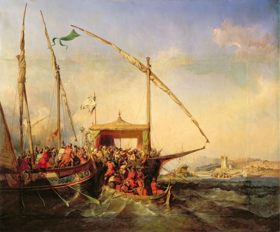 Naval Battle of Imbre in 1346, 1842 (oil on canvas)