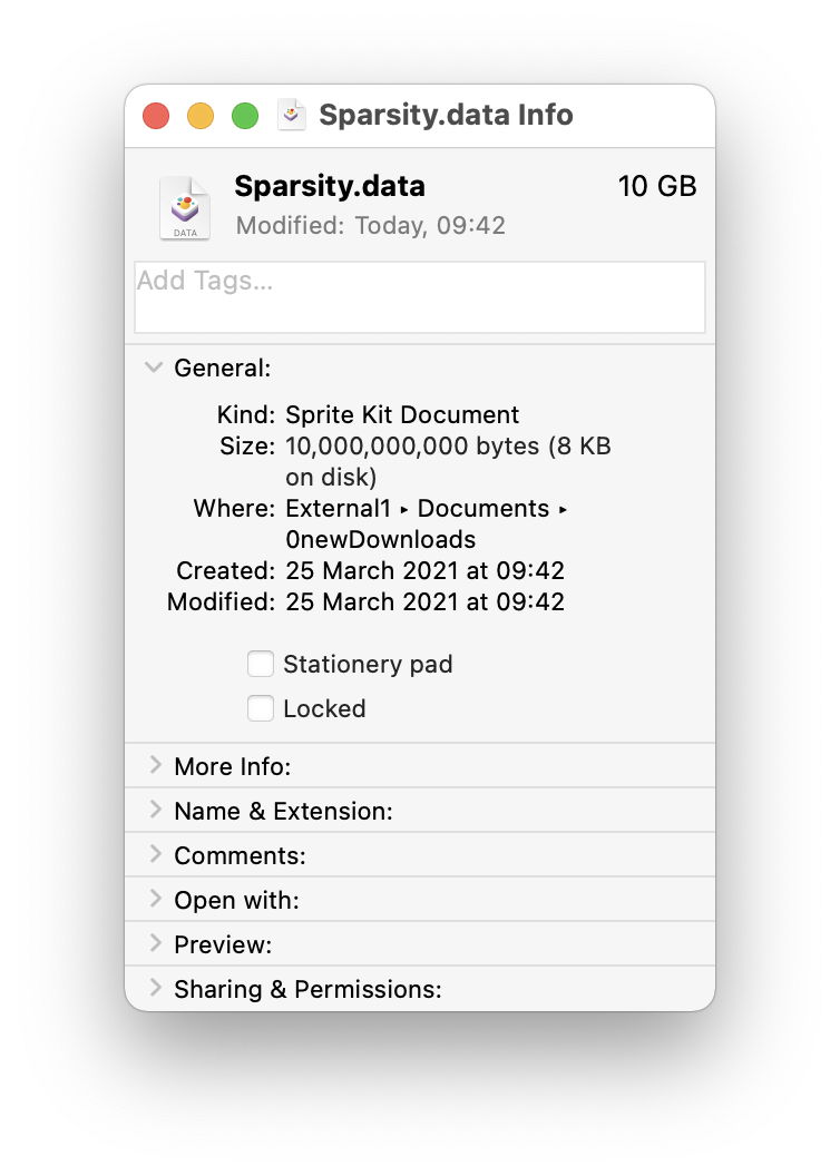 How sparse files can explode backups – The Eclectic Light Company