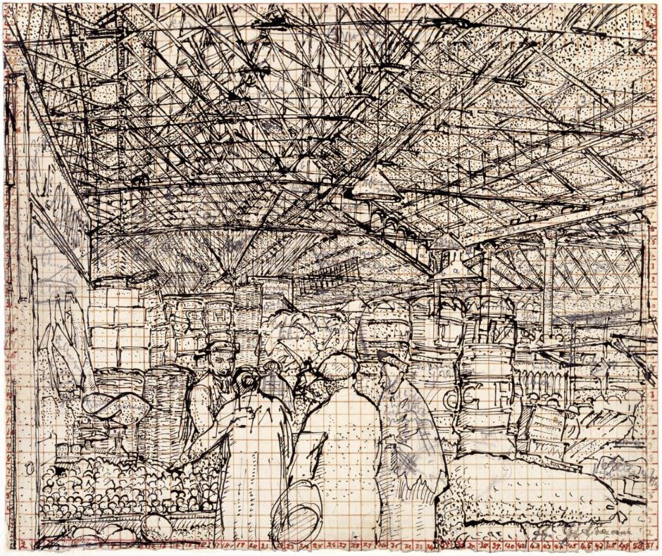 Study for 'Leeds Market' c.1913 by Harold Gilman 1876-1919