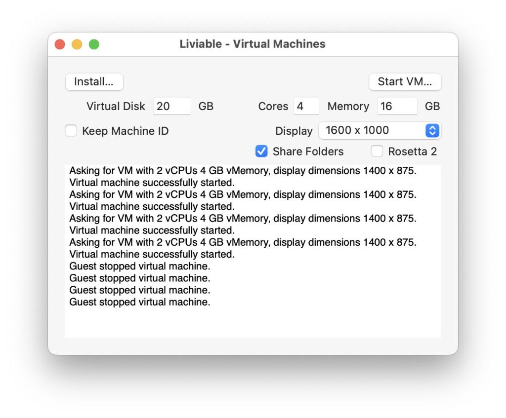 Liviable now shares folders in Linux VMs, and should support Rosetta 2 ...