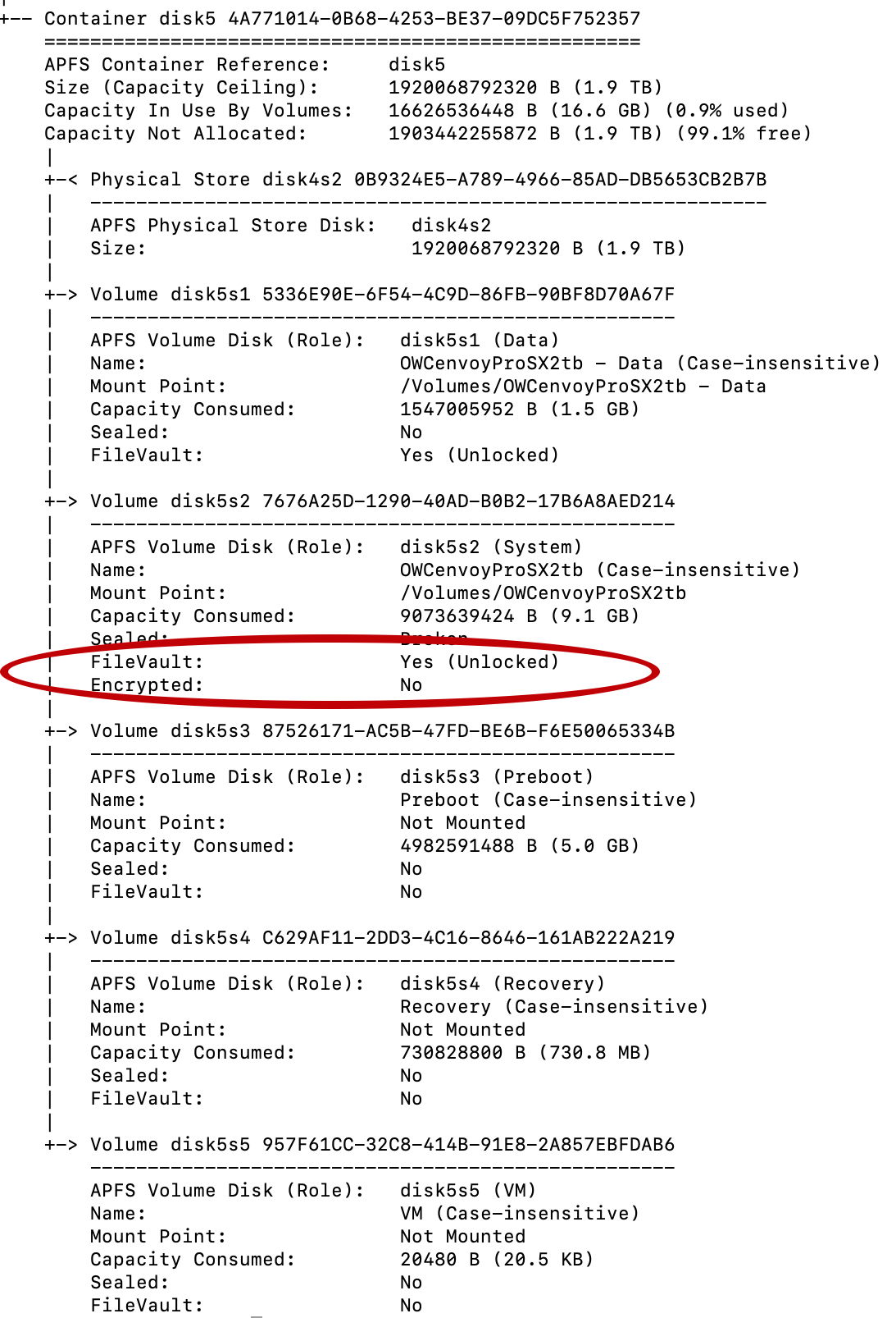 Volume Encryption Sample Just which volumes are encrypted? – The Eclectic Light Company