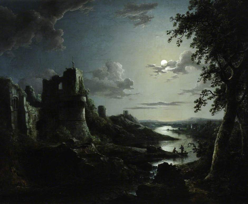 Pether, Abraham, 1756-1812; View of Pendragon Castle by Moonlight